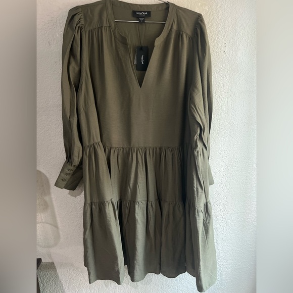 Arna York DRESS BIANCA TIERED  collection women’s dress size 20 on olive green - Picture 5 of 8